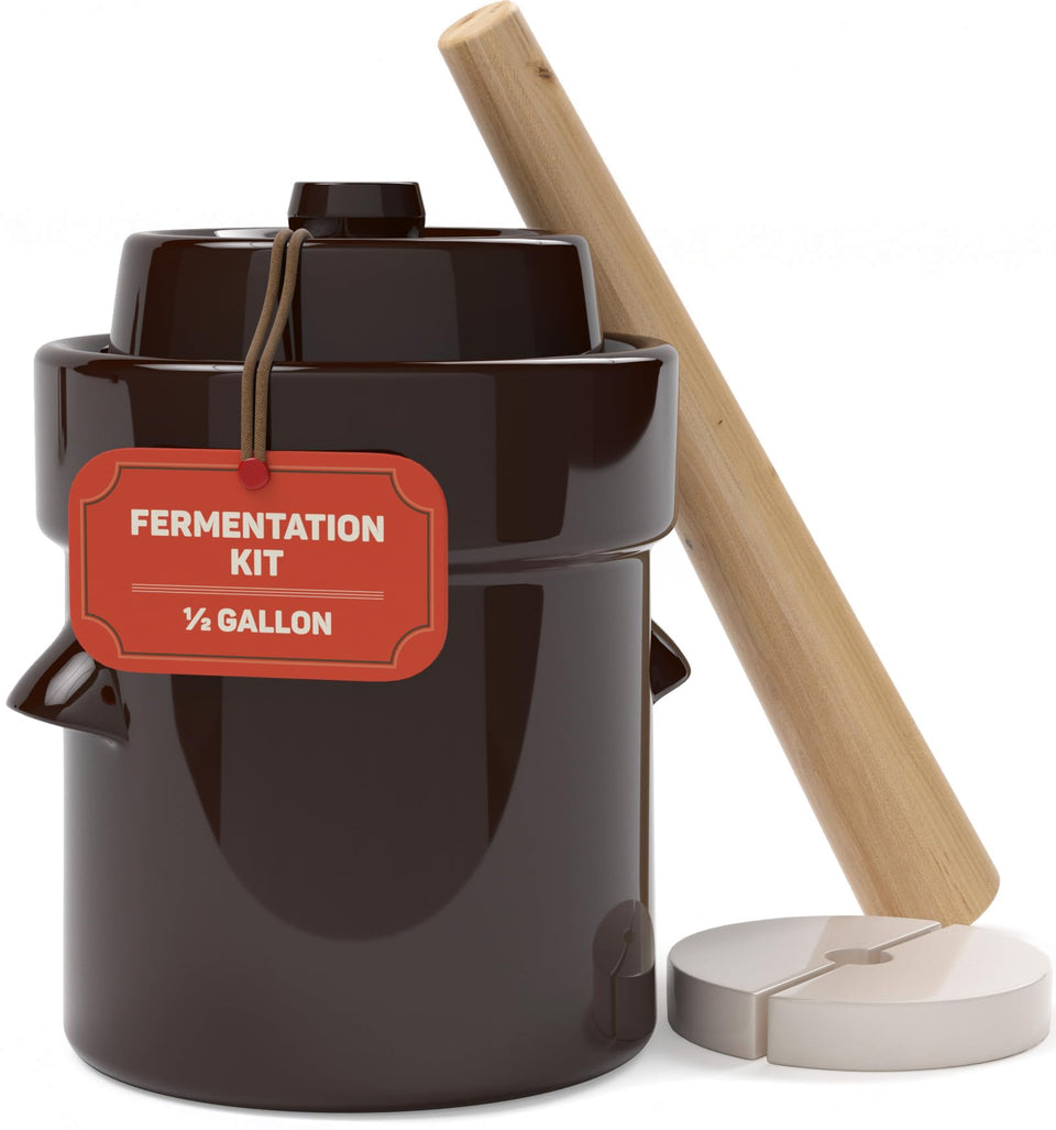 Kenley fermentation crock with water-seal lid for controlled fermentation