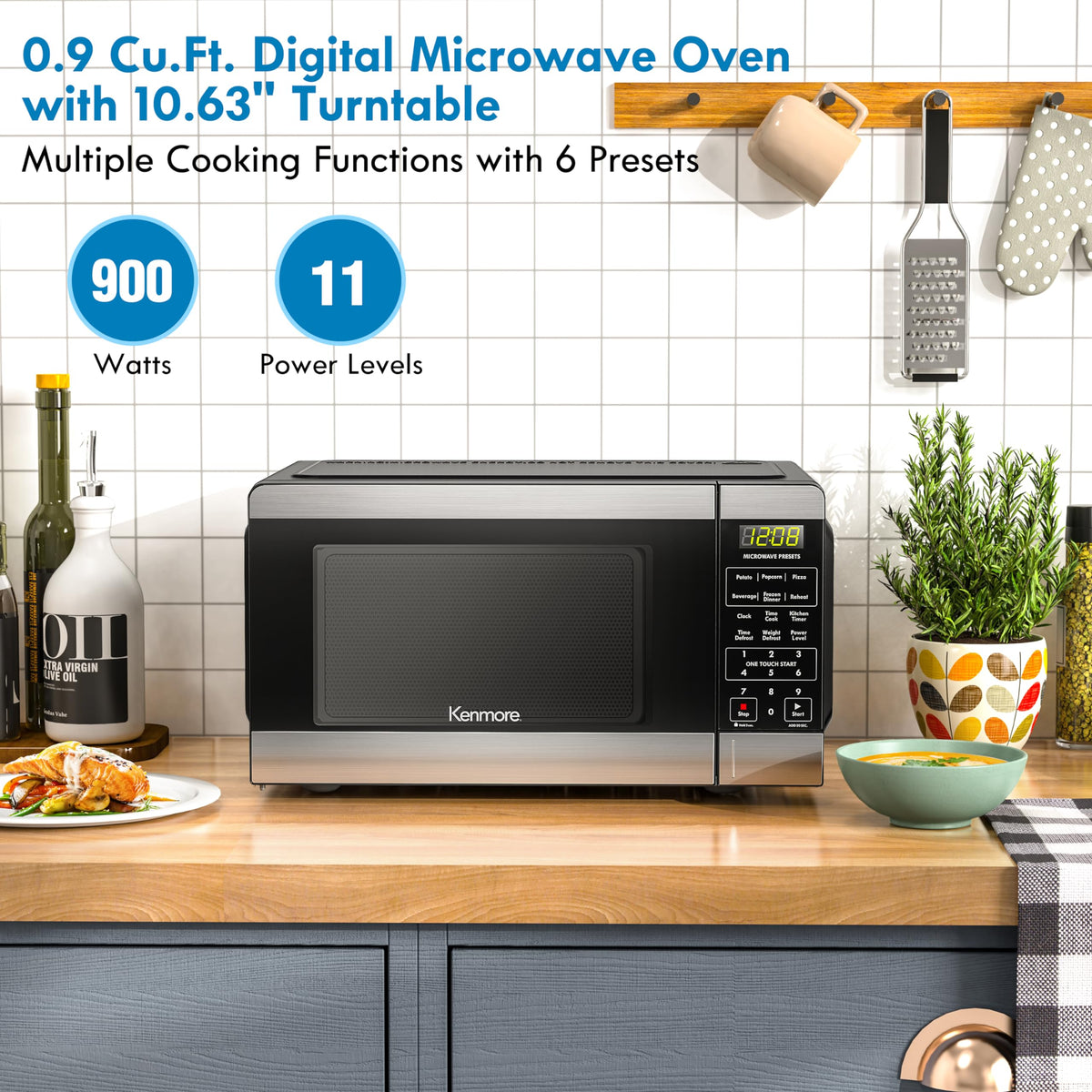 Kenmore microwave defrost by time or weight saves prep time