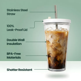 Included stainless steel straw with Kensal Home cup for durable sipping