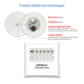 Kensally LED sticker lights brighten wine glasses with colorful mode options.
