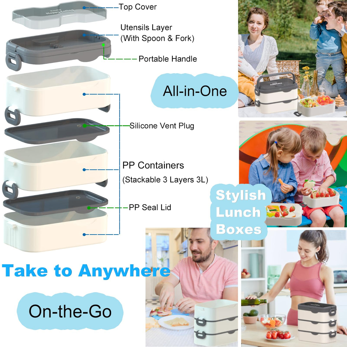 Kenuket bento box dishwasher and freezer safe for easy cleanup.