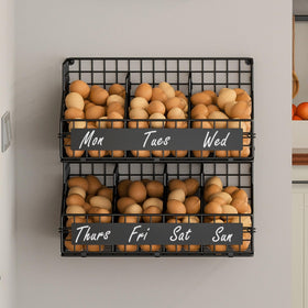 Keomaisyto egg holder countertop with two-tier stackable baskets for easy access