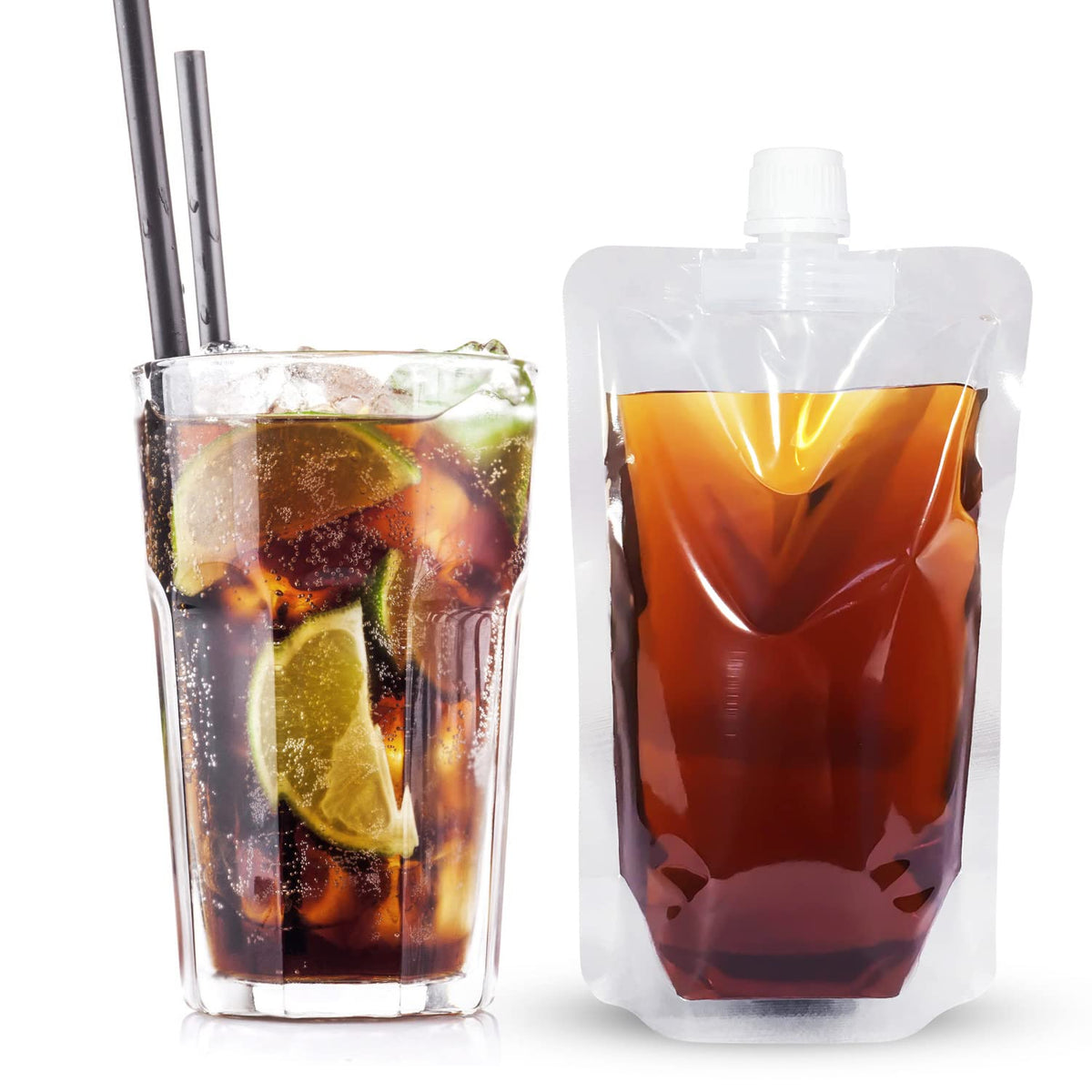 Keon reusable bags support organized storage for juice, water, or other liquids on the go.