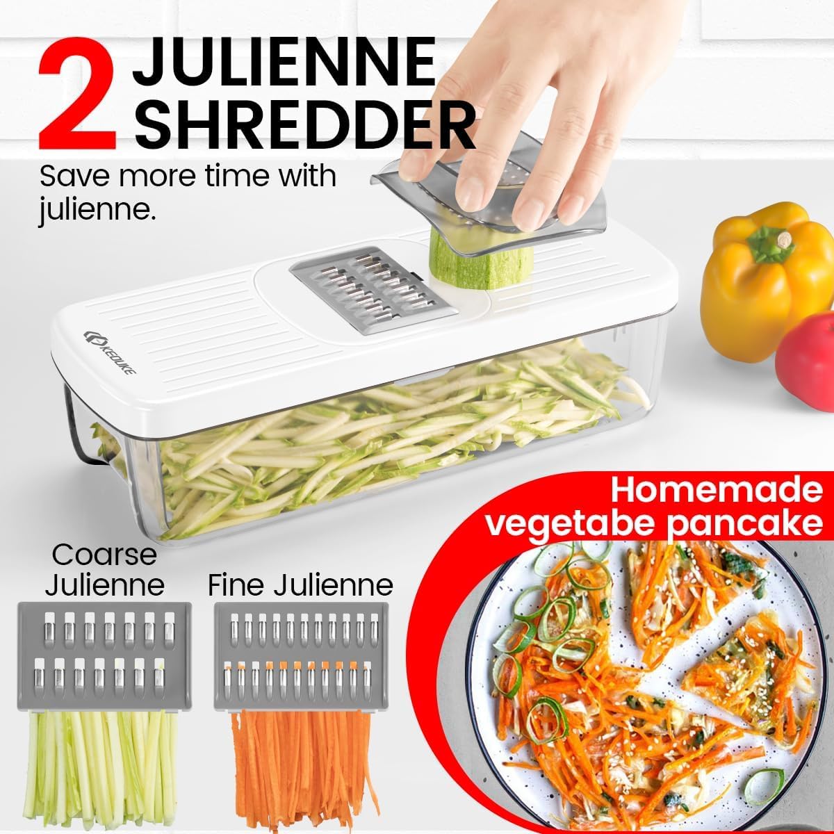 KEOUKE crinkle slicer adds texture to potatoes and carrots.