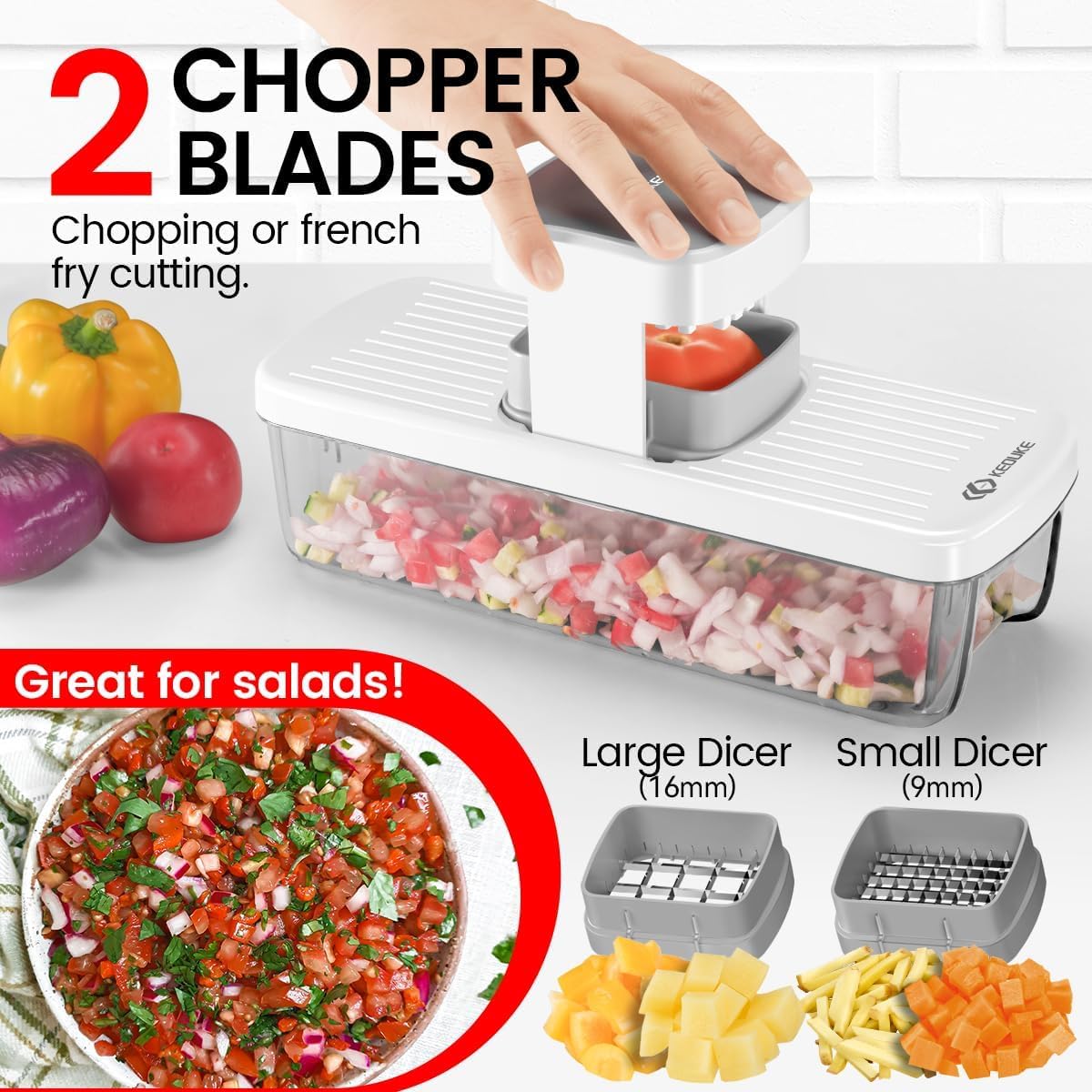 KEOUKE dicing blade ready for even cubes every time.