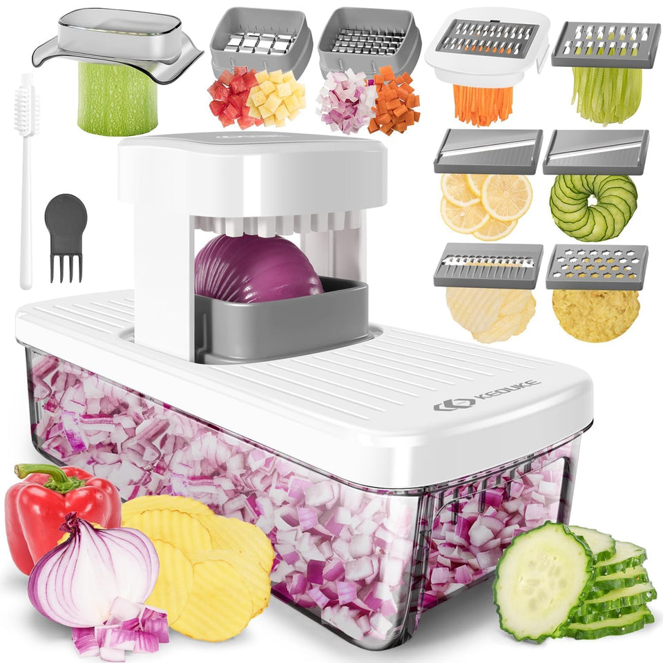 KEOUKE 8-in-1 vertical chopper main body for clutter-free countertops.