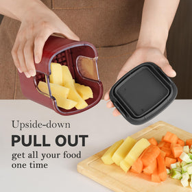 KEOUKE red chopper features dishwasher-safe blades for quick cleanup.