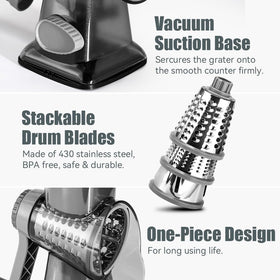 KEOUKE Rotary Cheese Grater dishwasher-safe parts for simple cleanup.
