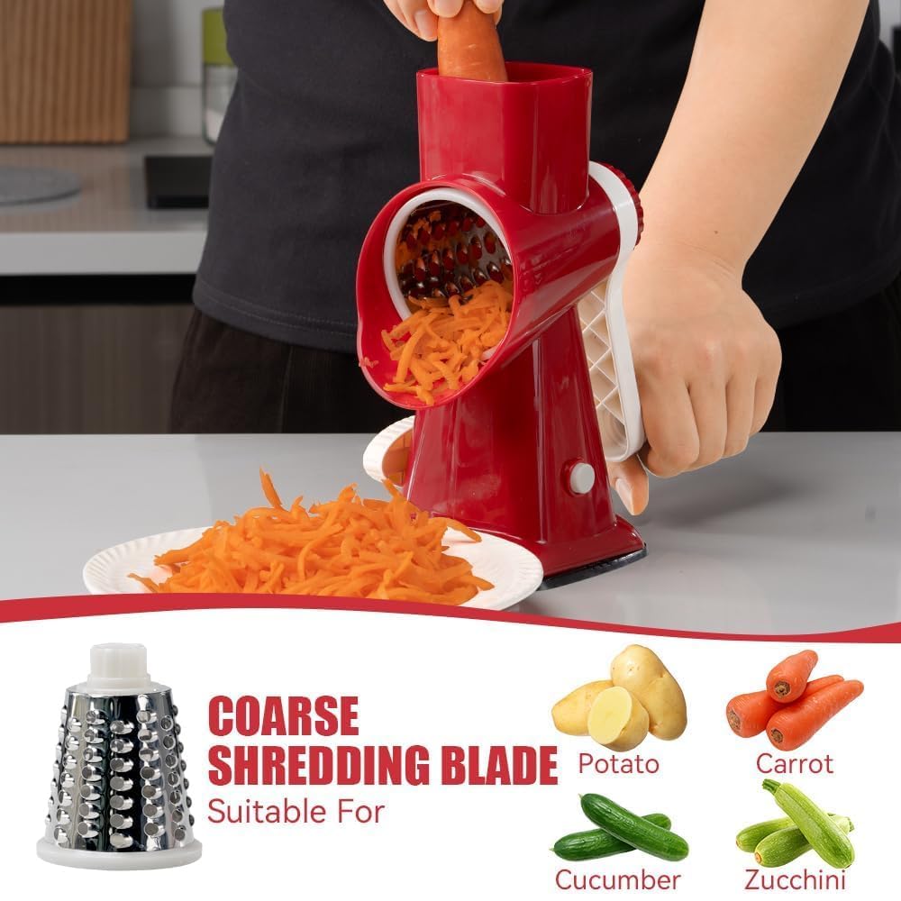 KEOUKE rotary cheese grater handle crank promotes effortless turning during meal prep.