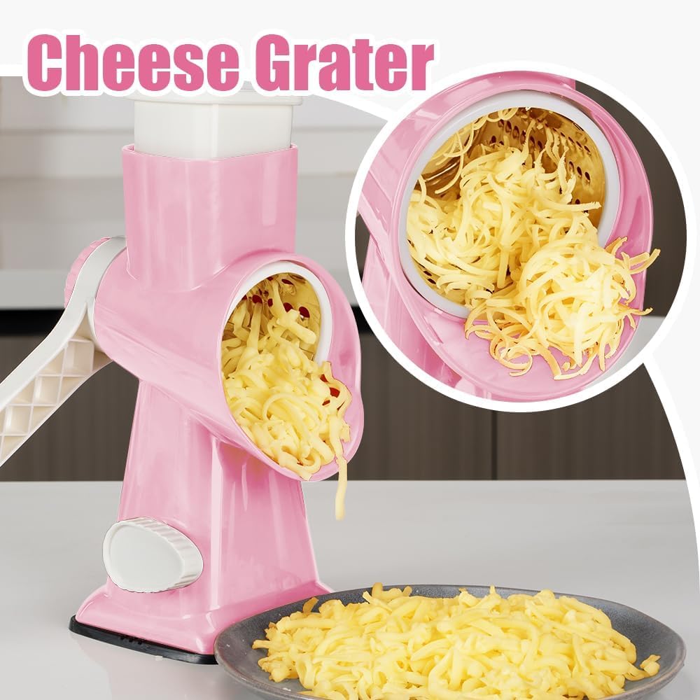 KEOUKE rotary cheese grater pink dishwasher safe for easy cleanup