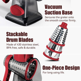 KEOUKE Rotary Cheese Grater Pro 6 in 1 compact design saves kitchen space and makes a thoughtful gift.