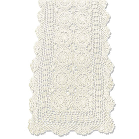 KEPSWET cotton handmade crochet lace table runner beige 14x36 enhances dining presentation.