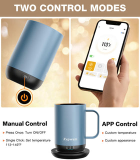Kepwam mug button-control activated for instant warmth