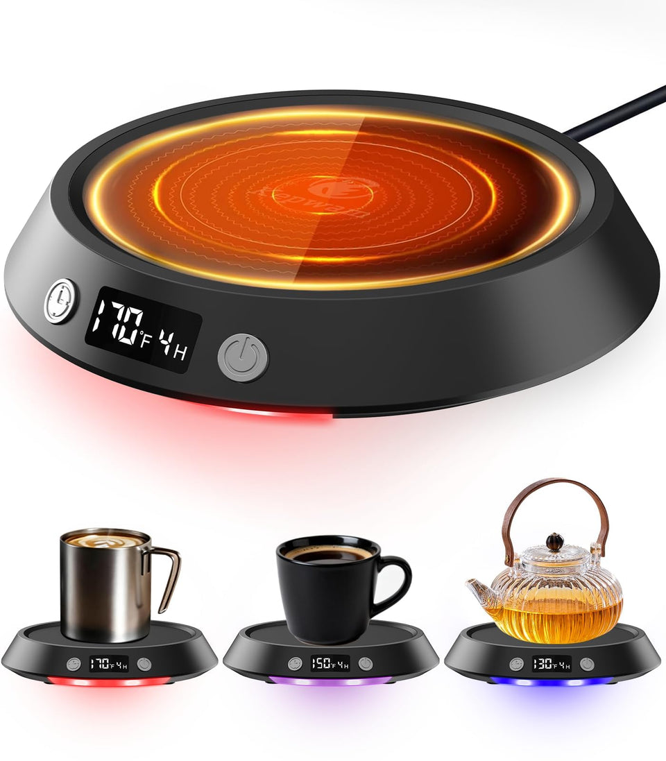 Kepwam coffee mug warmer with a 4.8-inch heating plate for versatile cup sizes and steady warmth.