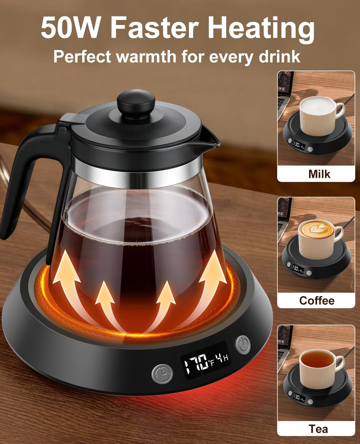 Kepwam desk warmer suited for home or office coffee and tea sessions.