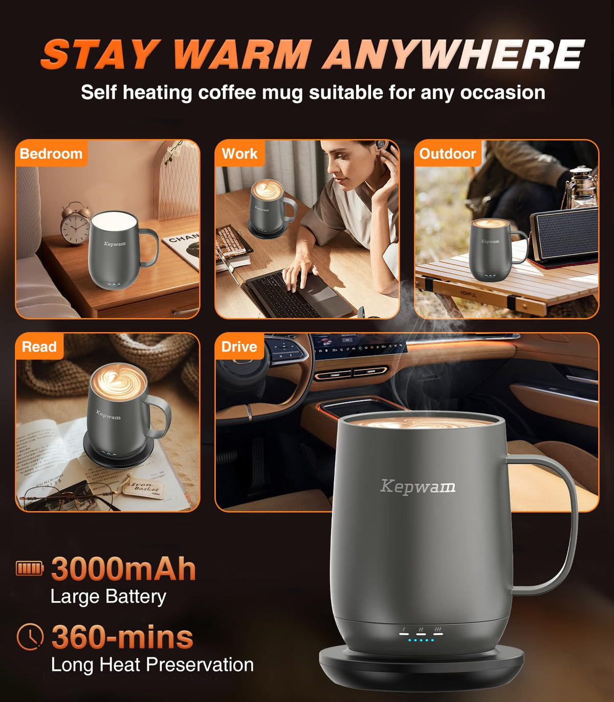 Ceramic matte finish on Kepwam T2 with double-wall insulation.