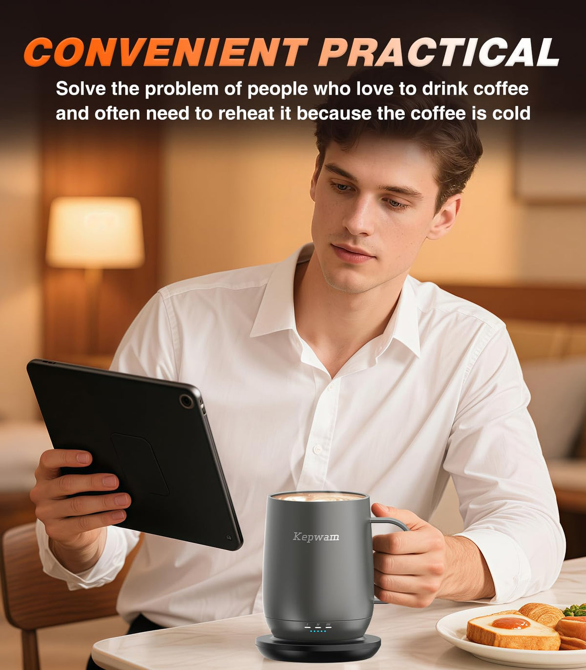 Kepwam T2 smart display shows battery and temperature at a glance.