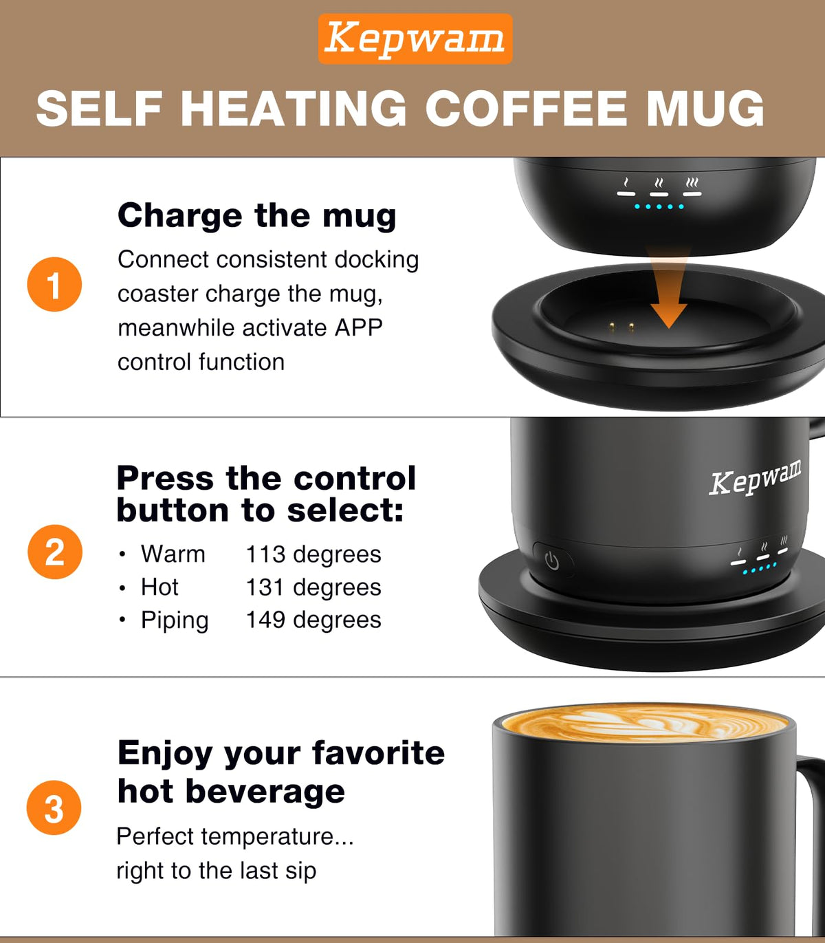 Kepwam mug degree-by-degree control for personalized warmth during long mornings