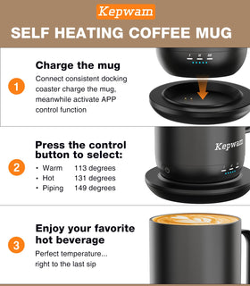 Kepwam mug degree-by-degree control for personalized warmth during long mornings