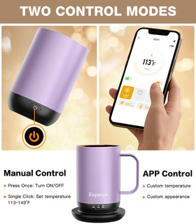 Kepwam mug on charging coaster provides all-day warmth between sips