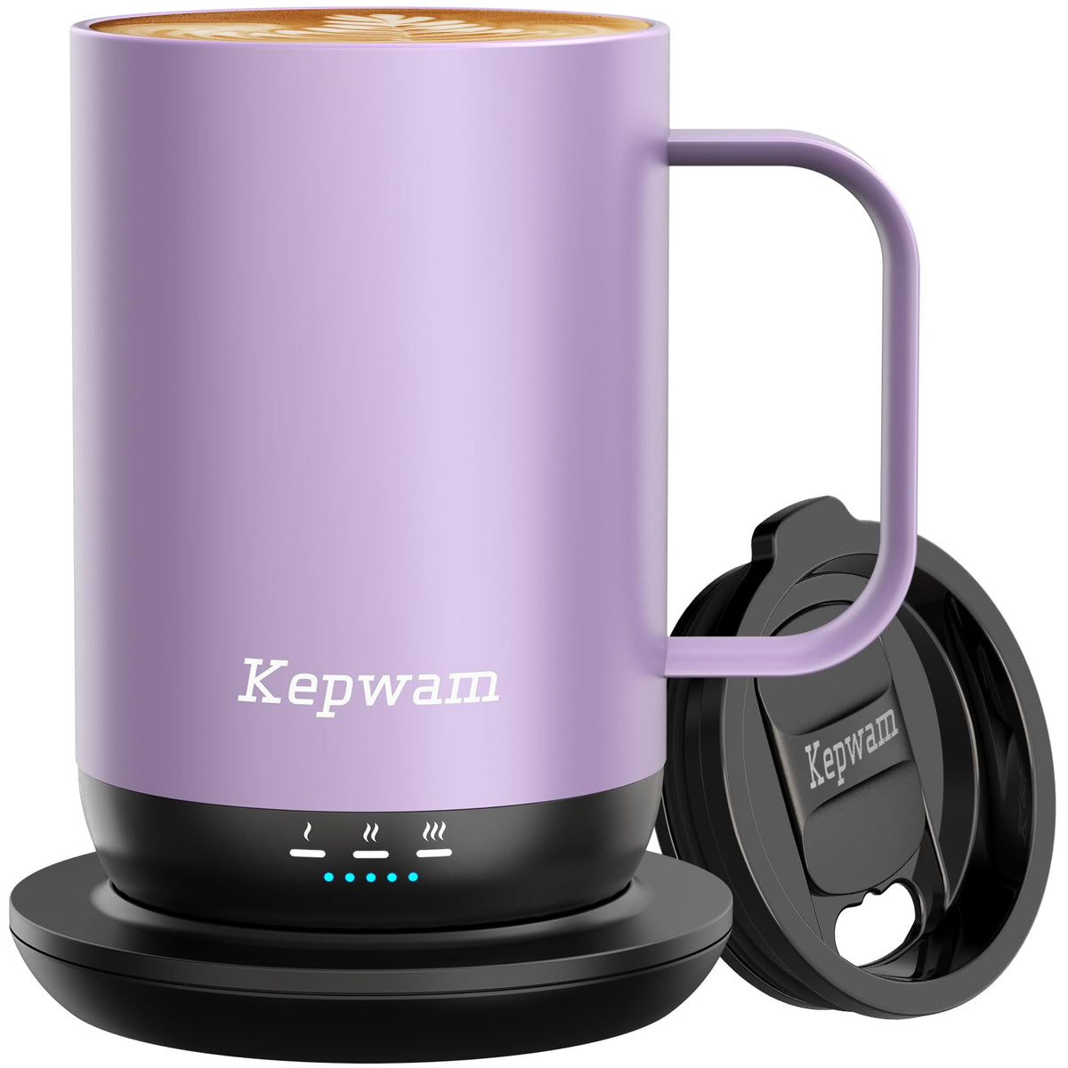 Kepwam self-heating mug front view maintaining warm coffee