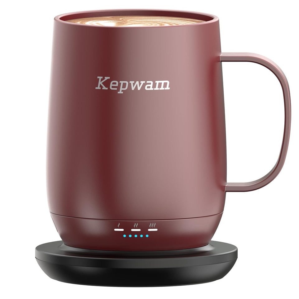 Kepwam Self-Heating Mug T2 16oz in hero view keeps drinks at the desired temperature.