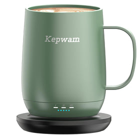 Kepwam Self-Heating Mug T2 with 16oz capacity keeps coffee hot for hours