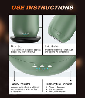 Kepwam Self-Heating Mug T2 battery life supports extended warmth