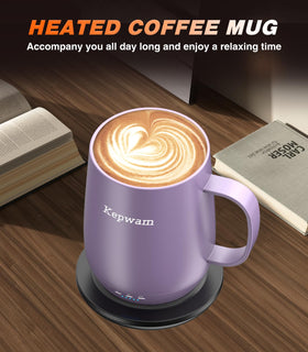 Kepwam Self Heating Mug T2 ceramic matte surface with double-wall insulation for lasting heat