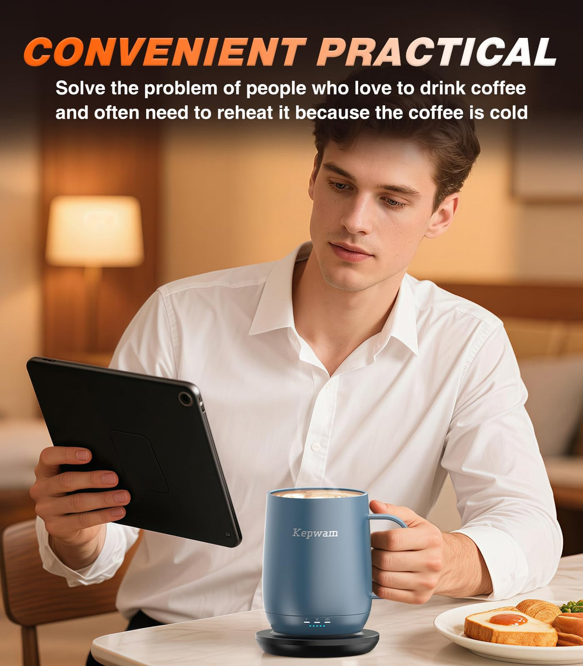 Kepwam mug ergonomic handle offers a secure grip for comfortable sipping