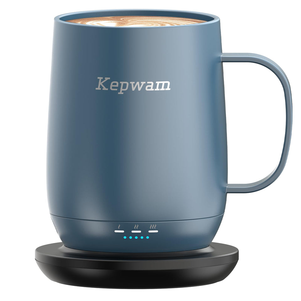 Kepwam self-heating mug front view keeps coffee hot during long work mornings