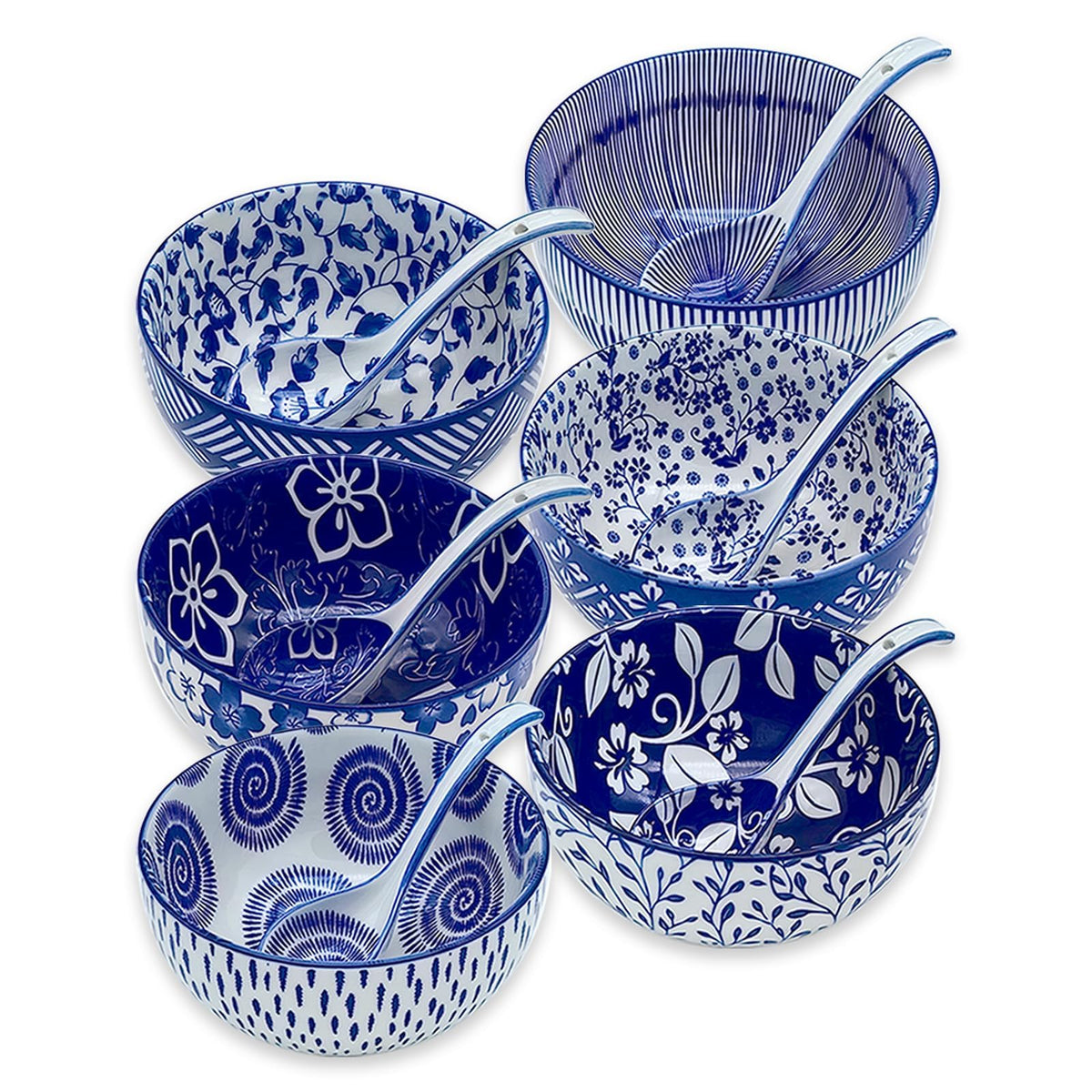 KeQiu Japanese ceramic bowls six-piece set ready for ramen and soup