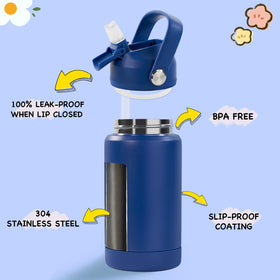 Kerilyn 12oz kids bottle easy-carry lid supports hands-free hydration anywhere.