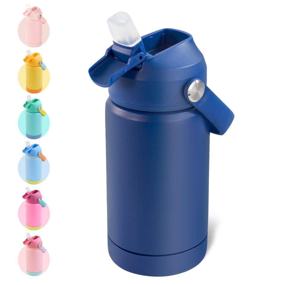 Kerilyn 12oz kids bottle insulated-cap-180deg keeps beverages at temperature on the go.