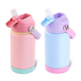 Kerilyn cerulean bottle front view shows vibrant color for school-day hydration.