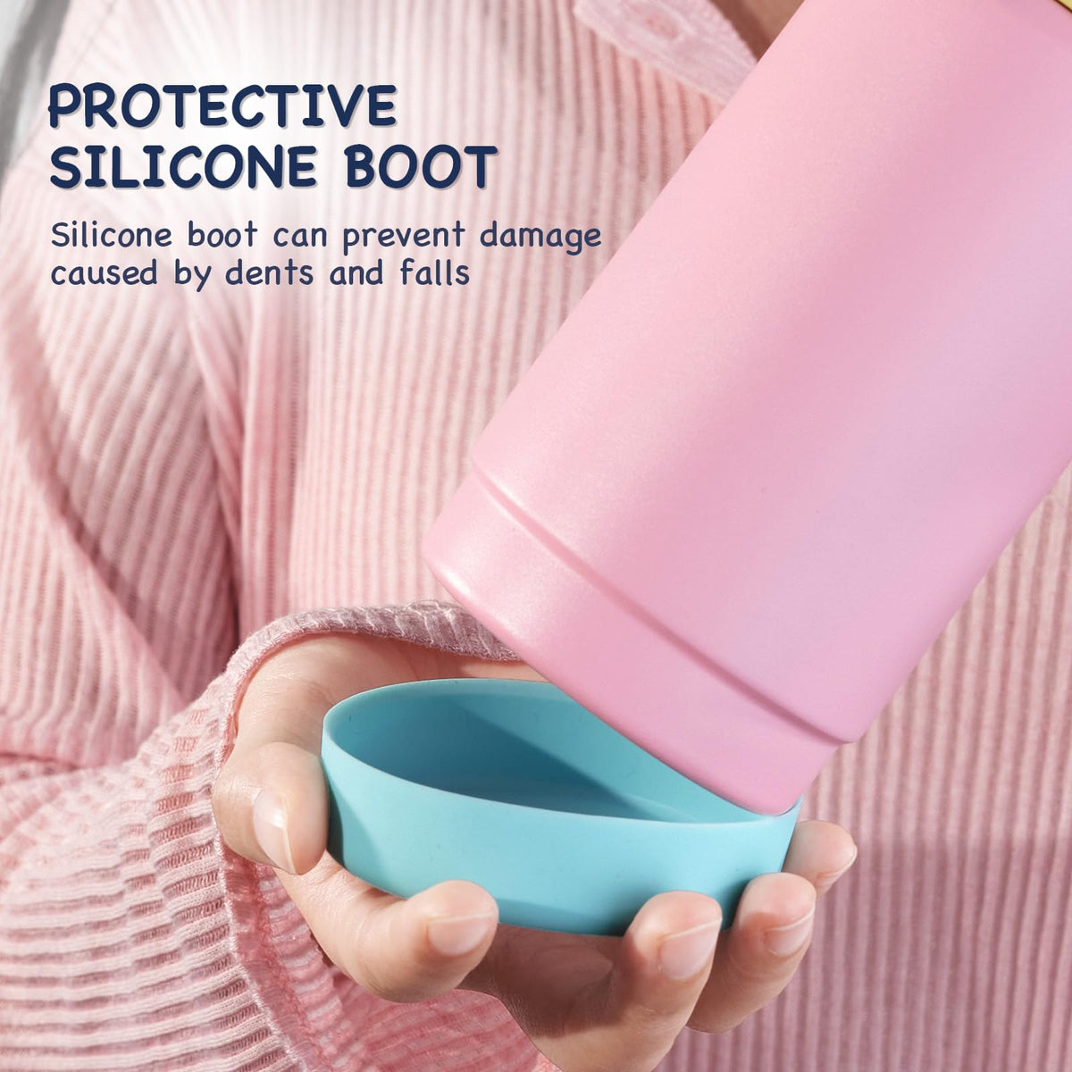 Kerilyn cerulean bottle with two straws promoting convenient sipping.