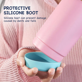 Kerilyn cerulean bottle with two straws promoting convenient sipping.