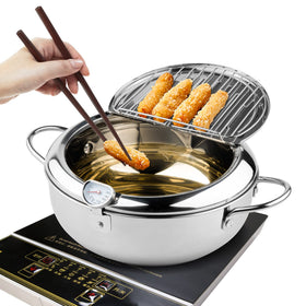 Kerilyn Deep Fryer Pot 11inch shows premium 304 stainless steel for even heating.