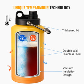 Kerilyn gallon jug maintains temperature for hot coffee or cold water on hikes.