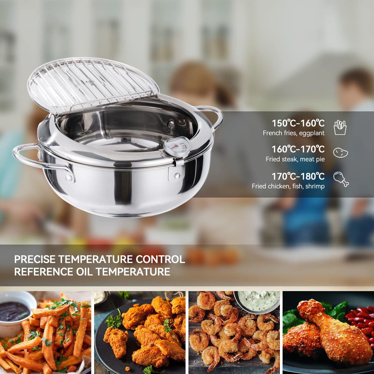 Kerilyn Induction-Ready Stainless Pot works across cooktops for versatile frying.