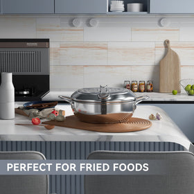 Kerilyn Stainless Steel Lid sturdy top helps control heat and splashes.