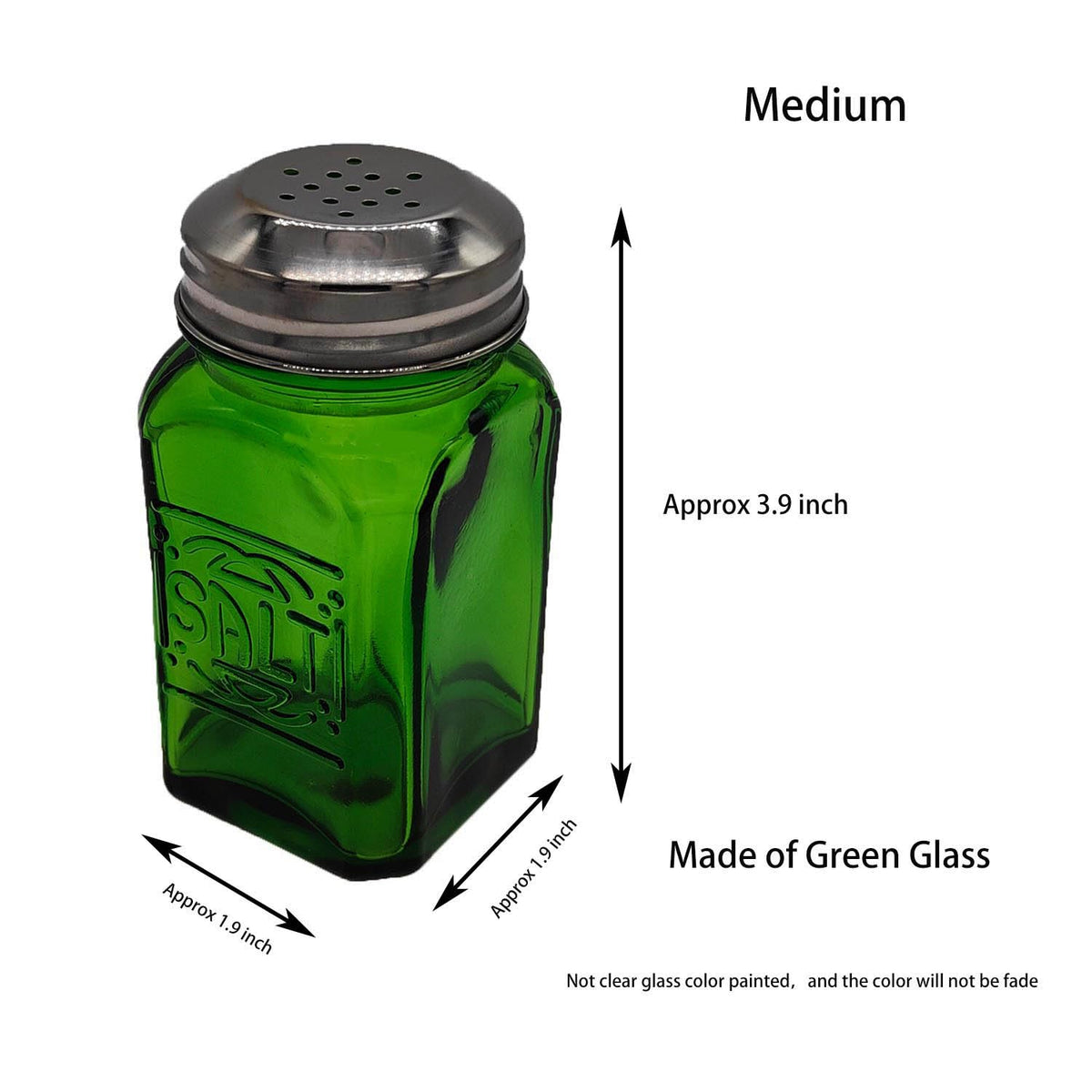 Kerixi green glass shakers, durable and versatile for everyday use.