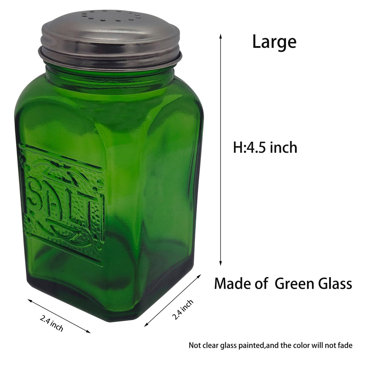 Kerixi vintage pepper shaker in green glass, clear and easy to grab while seasoning.