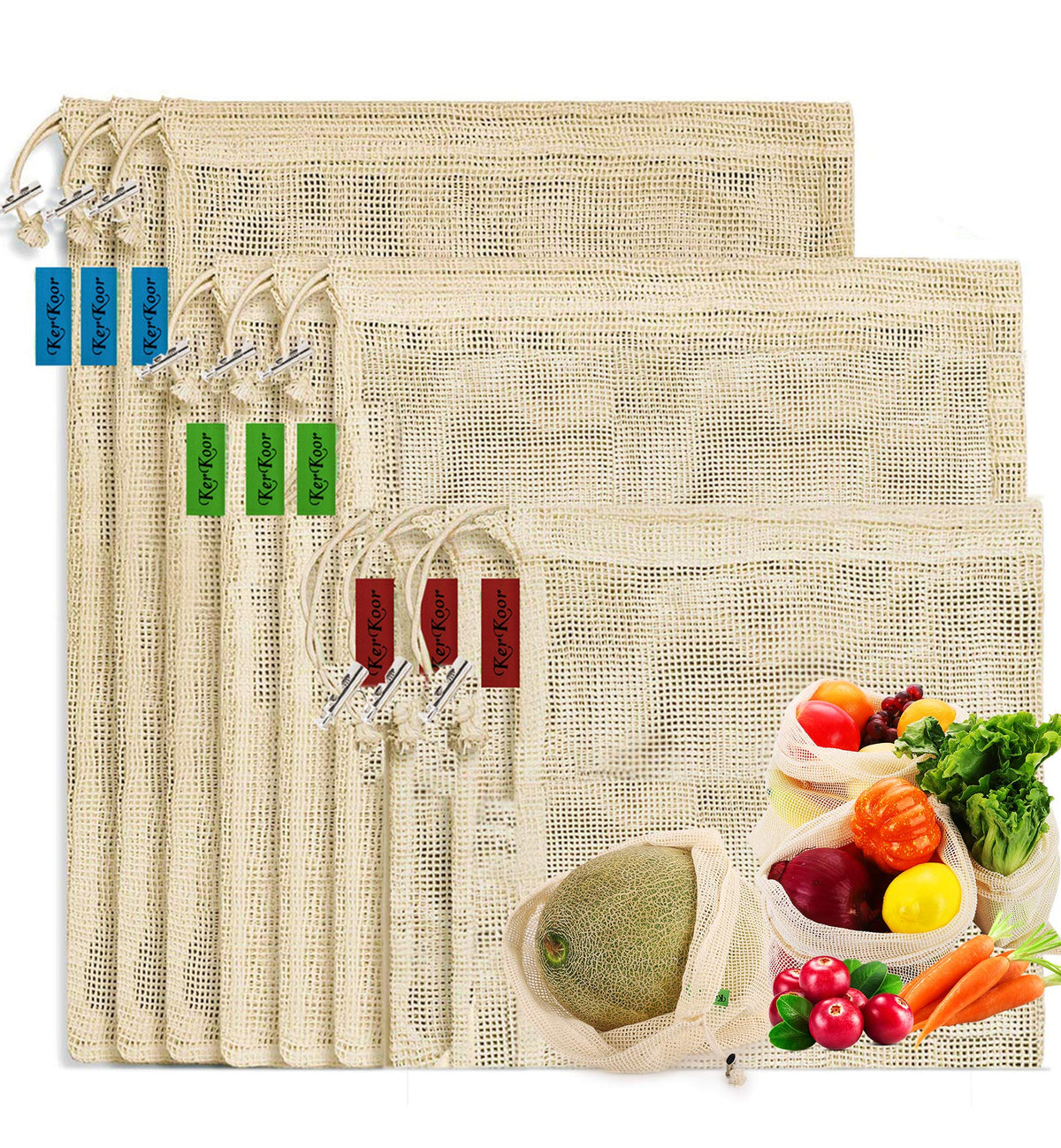 KerKoor cotton mesh bags are see-through and easy to identify during shopping.
