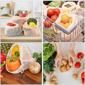 Eco-friendly bulk bags promote zero-waste shopping for groceries.