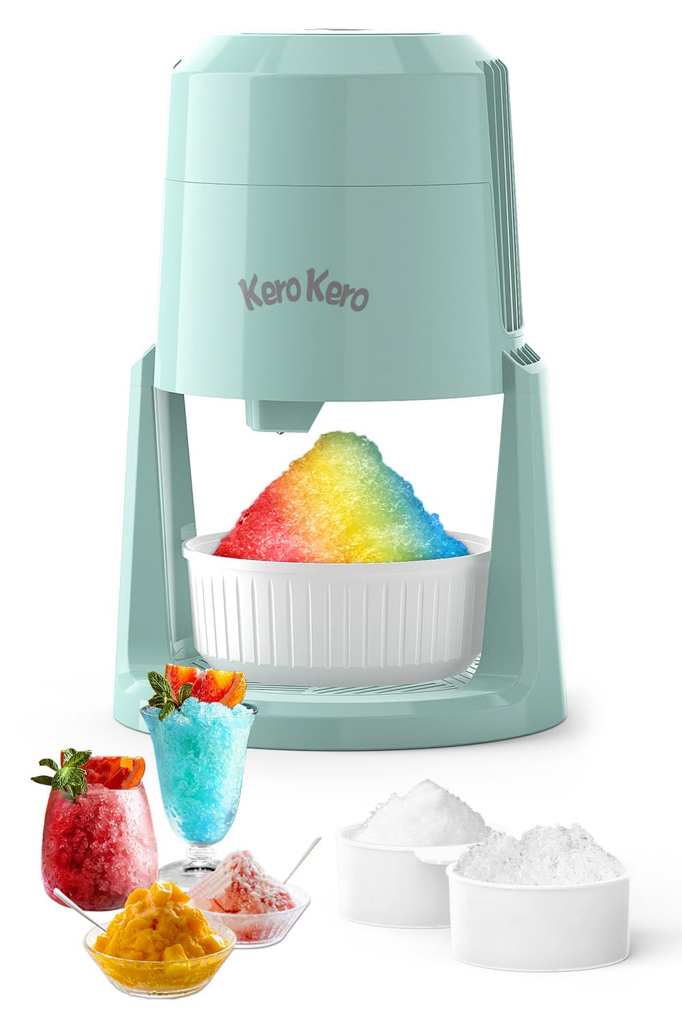 Kero Kero RX03 green exterior showcases a compact shaved ice machine for home use.