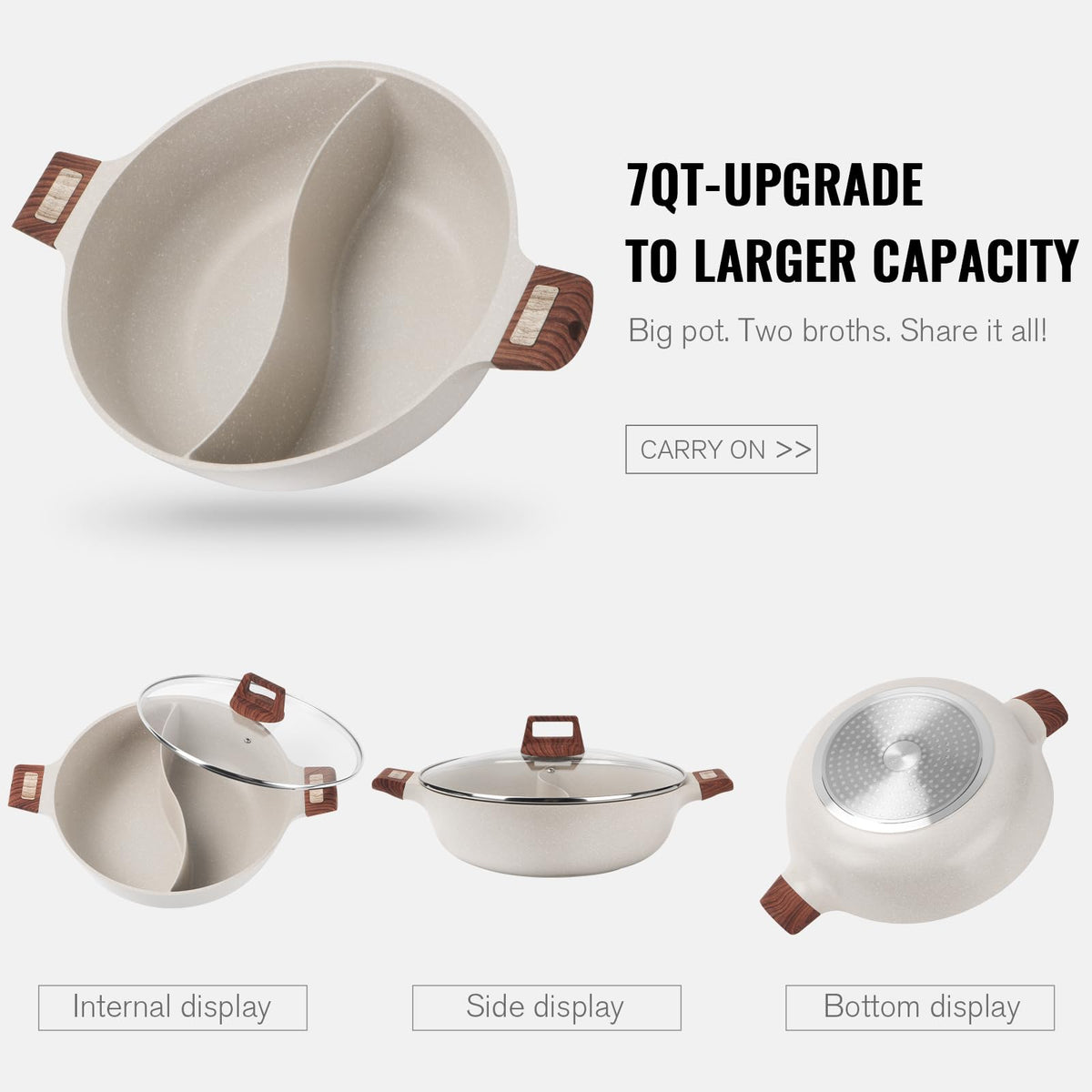 Kerykwan pot with heat-resistant handles for safe lifting