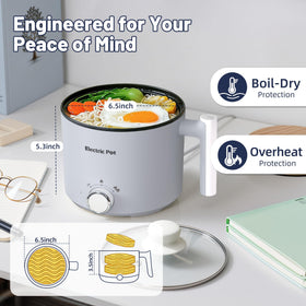 KERZION Electric Hot Pot fits into small dorm kitchens, lightweight and space-saving.