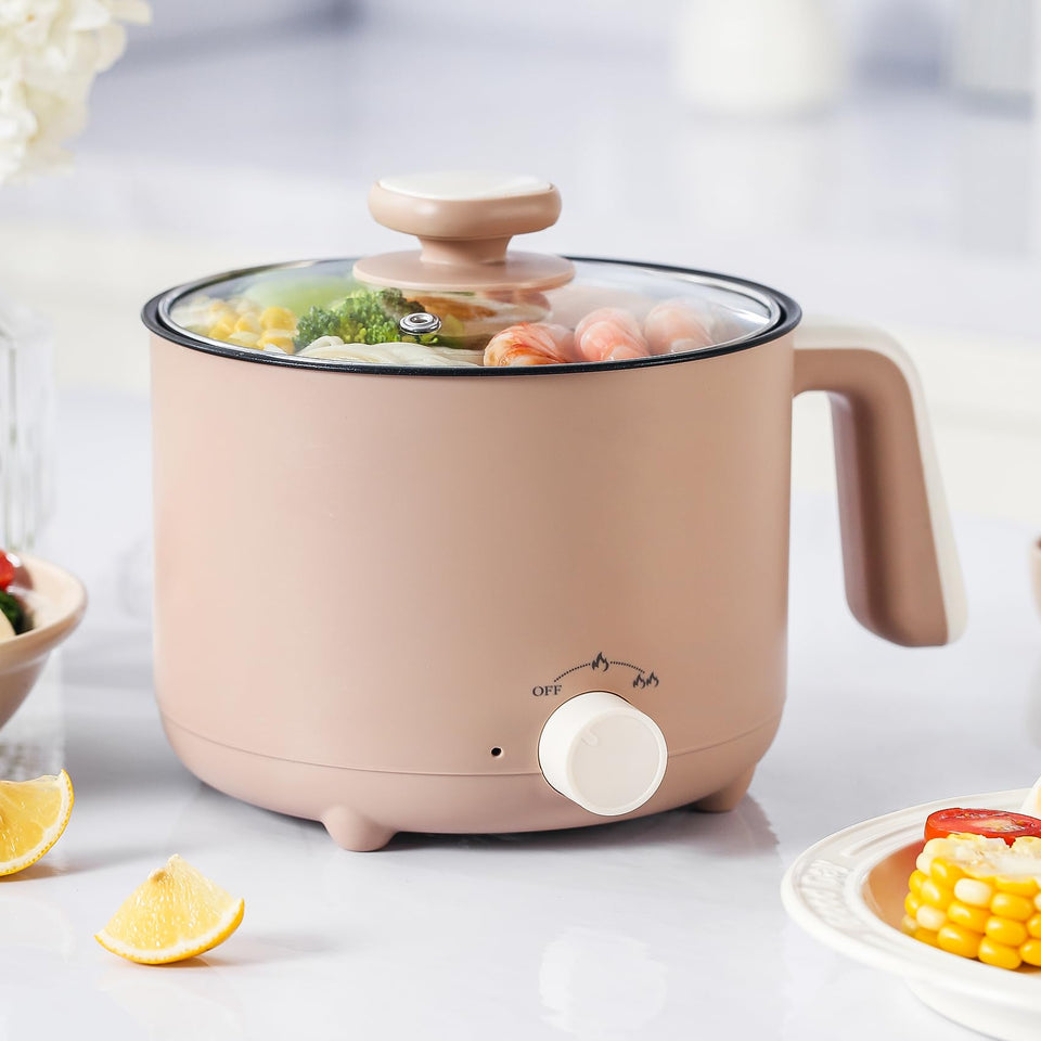 KERZION hot pot 1.5L open lid with noodles for quick, convenient meals