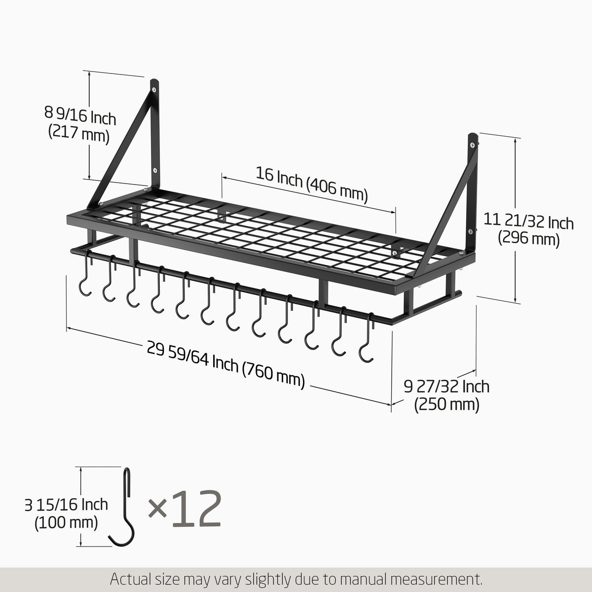 KES 16-inch wall stud mount anchors securely to studs